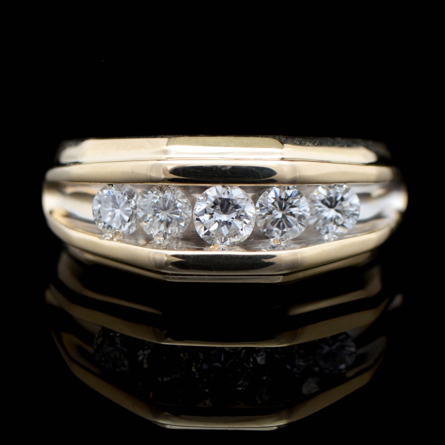 1.00 CTW Diamond and 14K Yellow Gold Diamond Ring