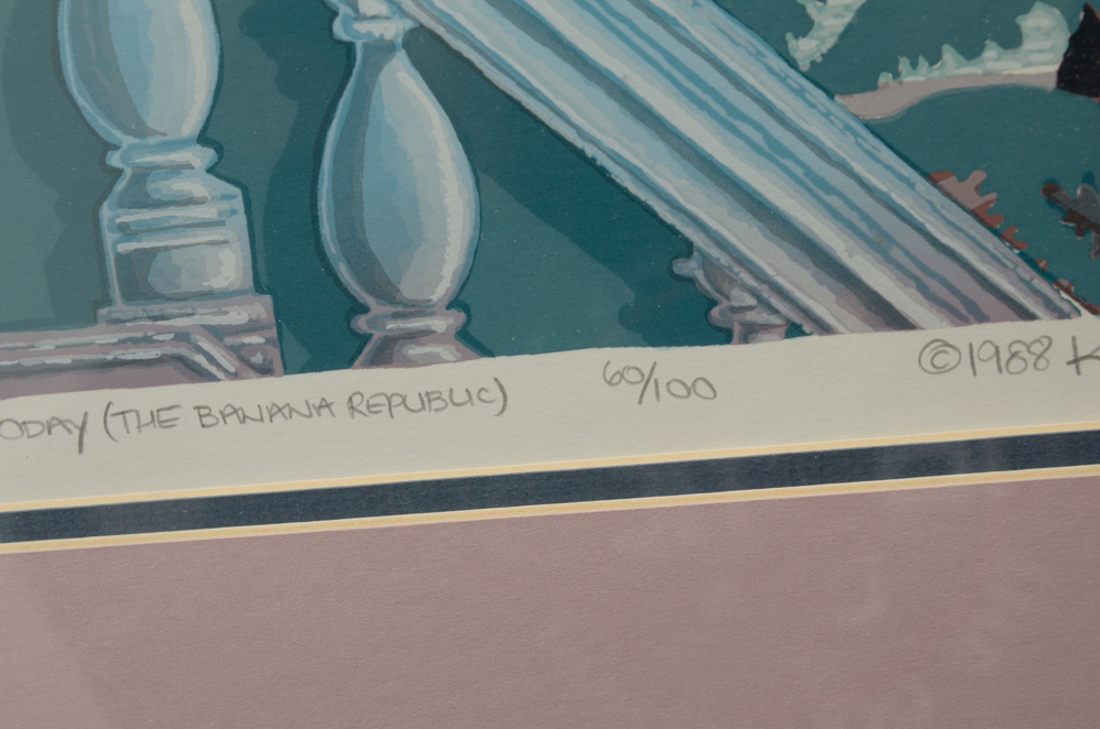 Pair of Kurtis N. Thomas Serigraphs "The Banana Republic"