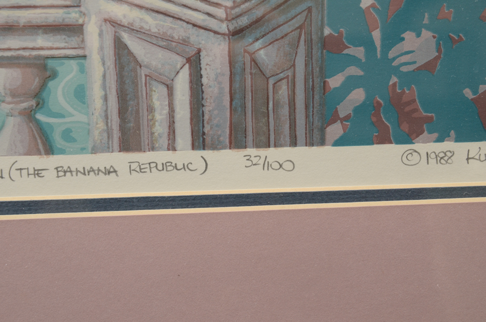 Pair of Kurtis N. Thomas Serigraphs "The Banana Republic"