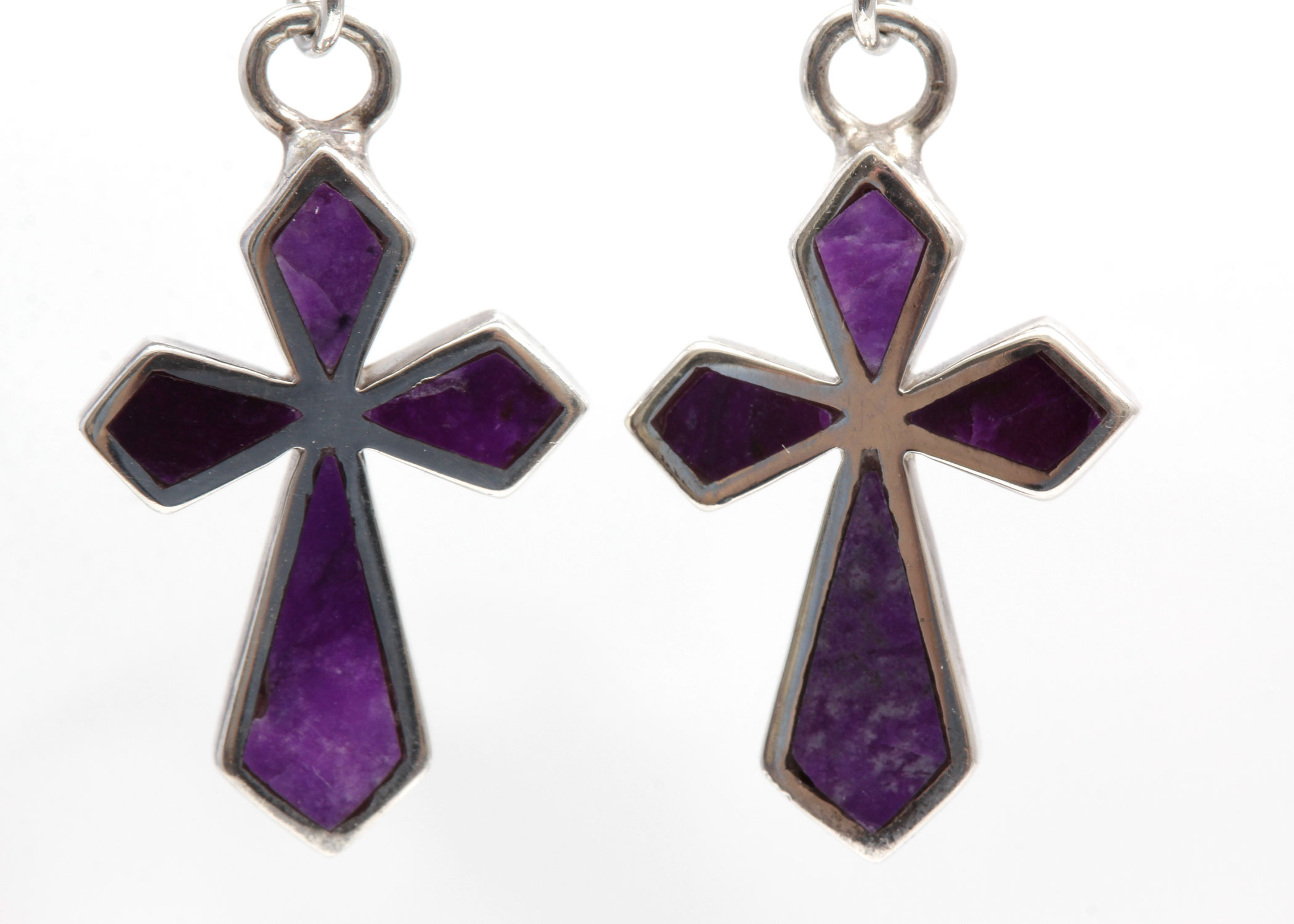 Teme Sterling Silver Charoite Cross Earrings