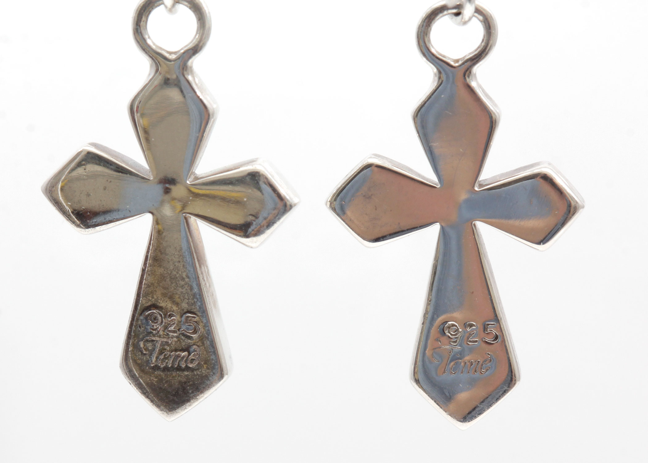 Teme Sterling Silver Charoite Cross Earrings