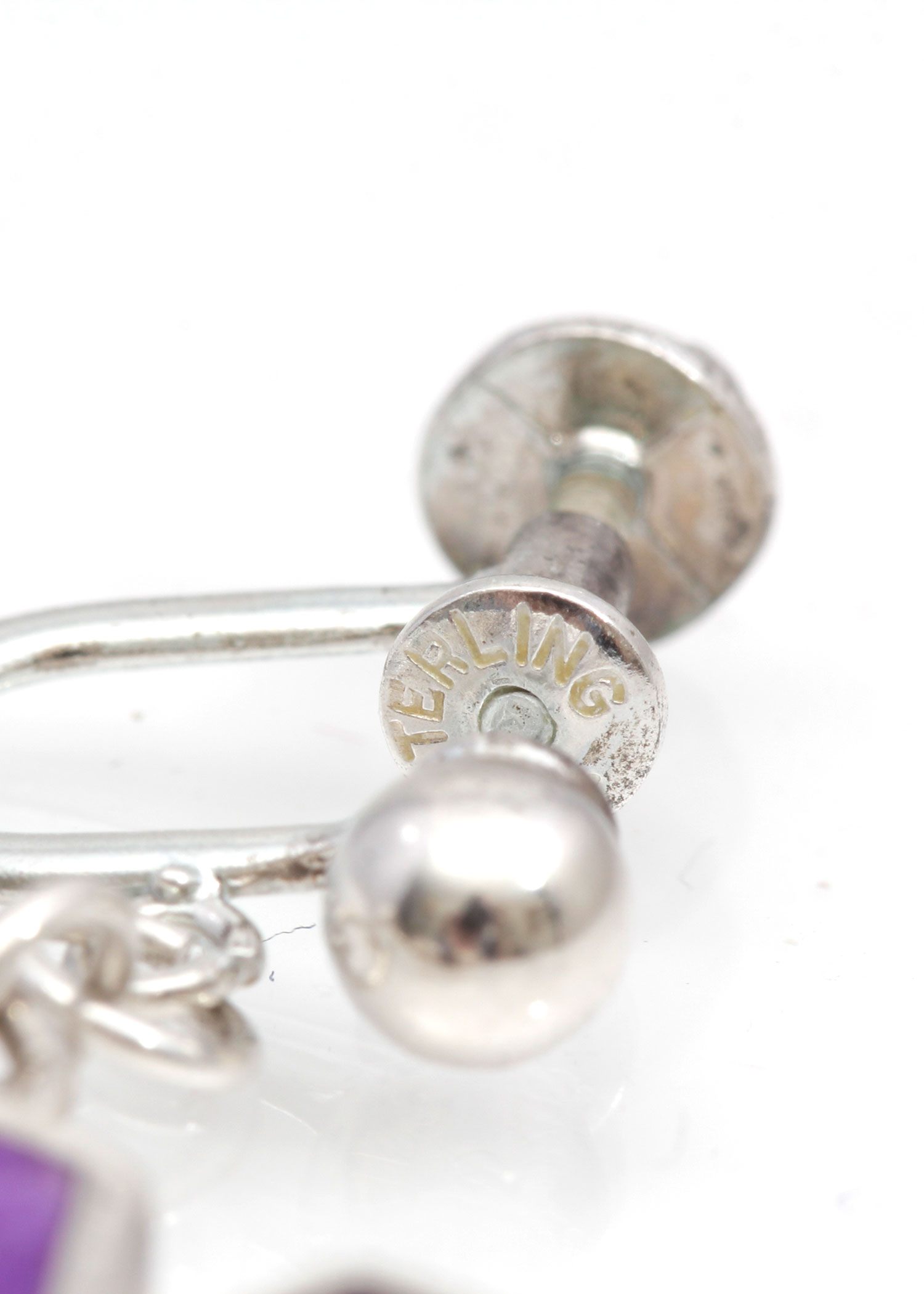 Teme Sterling Silver Charoite Cross Earrings