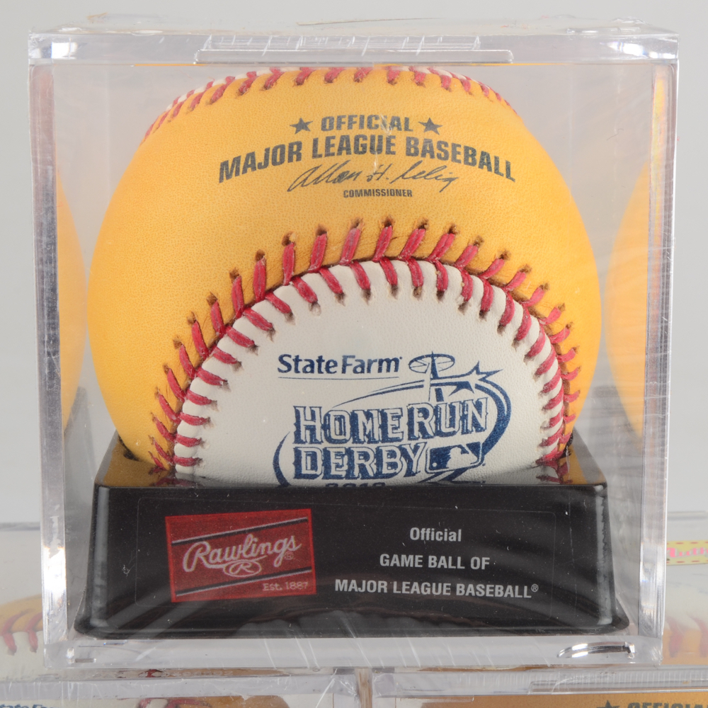 Three Home Run Derby Baseballs Sealed in Cubes