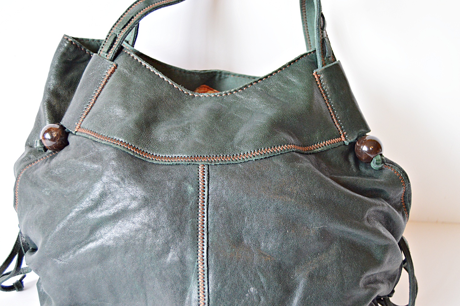 Lucky Brand Forest Green Lamb Leather Handbag