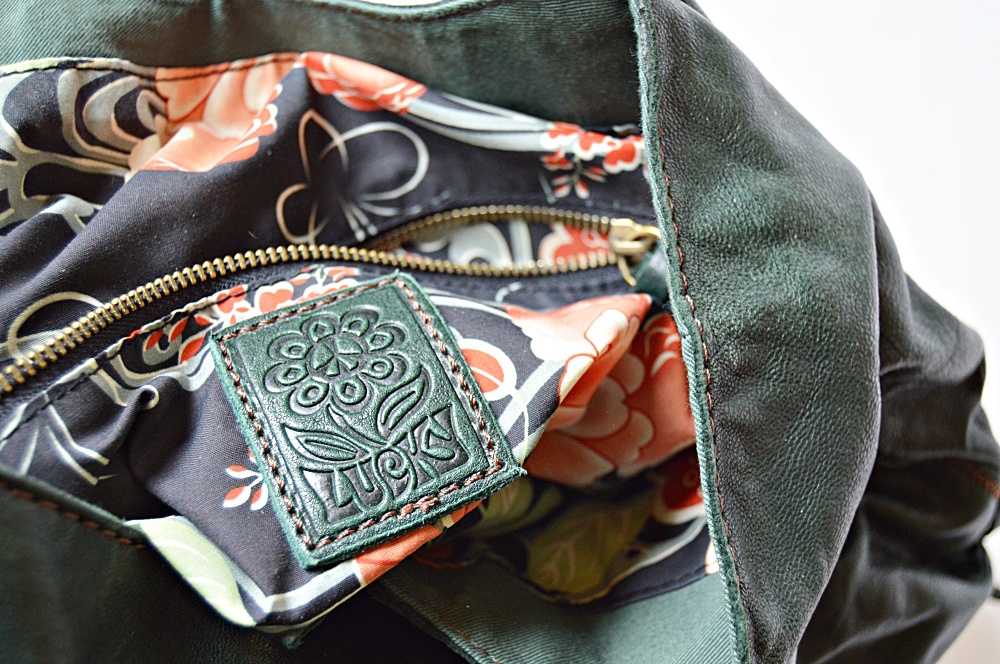 Lucky Brand Forest Green Lamb Leather Handbag