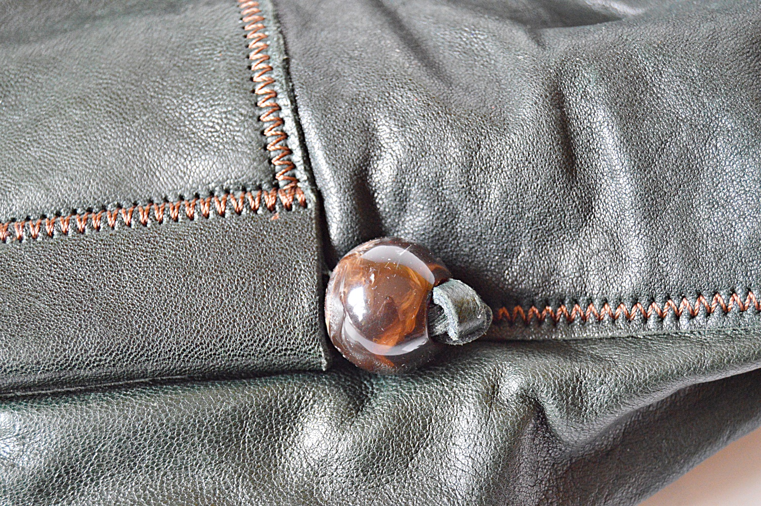 Lucky Brand Forest Green Lamb Leather Handbag