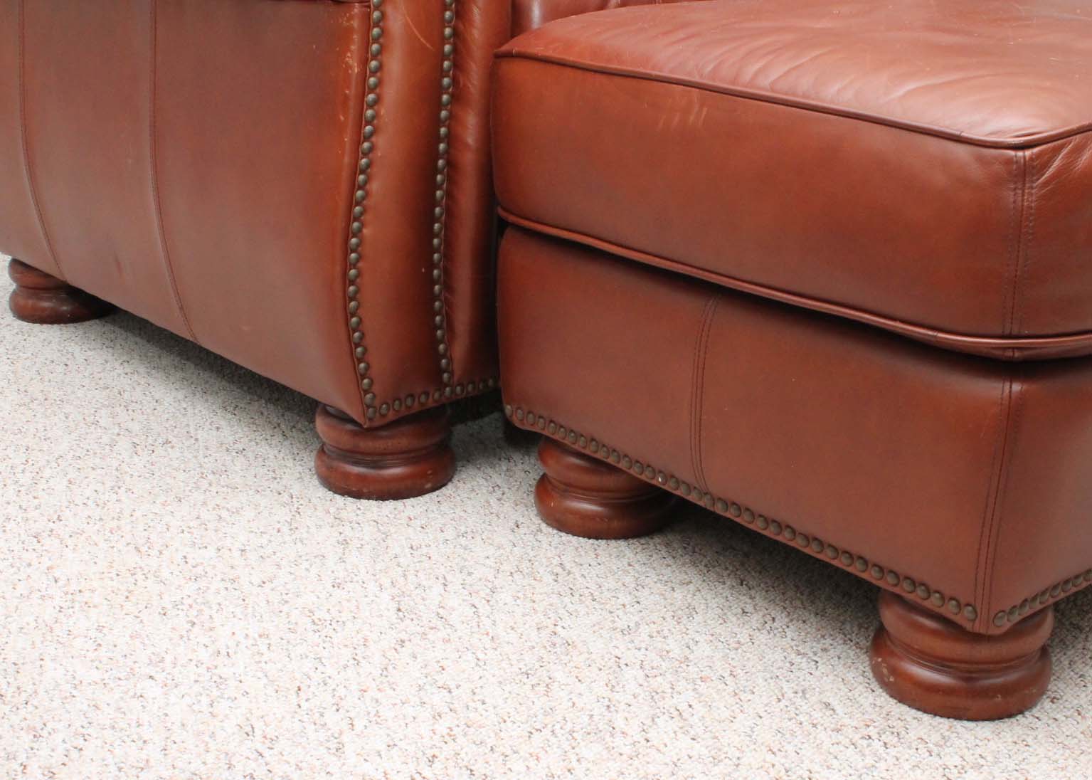 Thomasville Brown Leather Chair and Ottoman