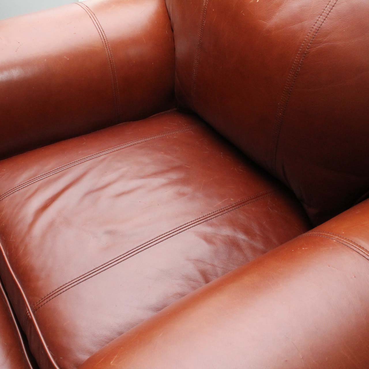 Thomasville Brown Leather Chair and Ottoman