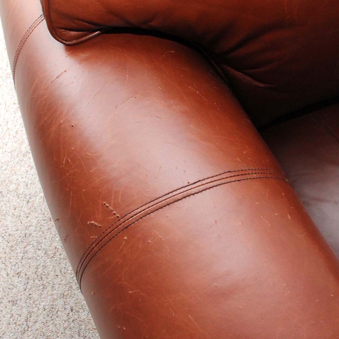 Thomasville Brown Leather Chair and Ottoman