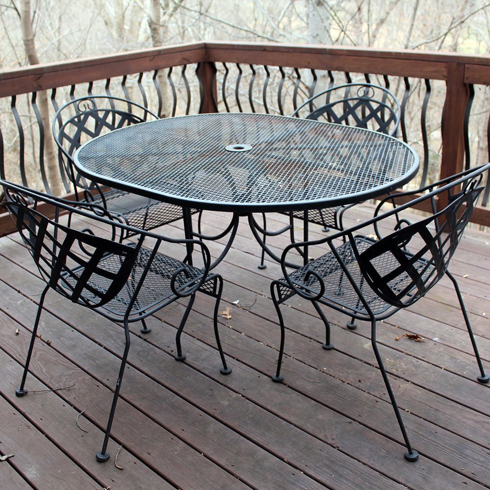 Outdoor Wrought Iron Table and Chair Set