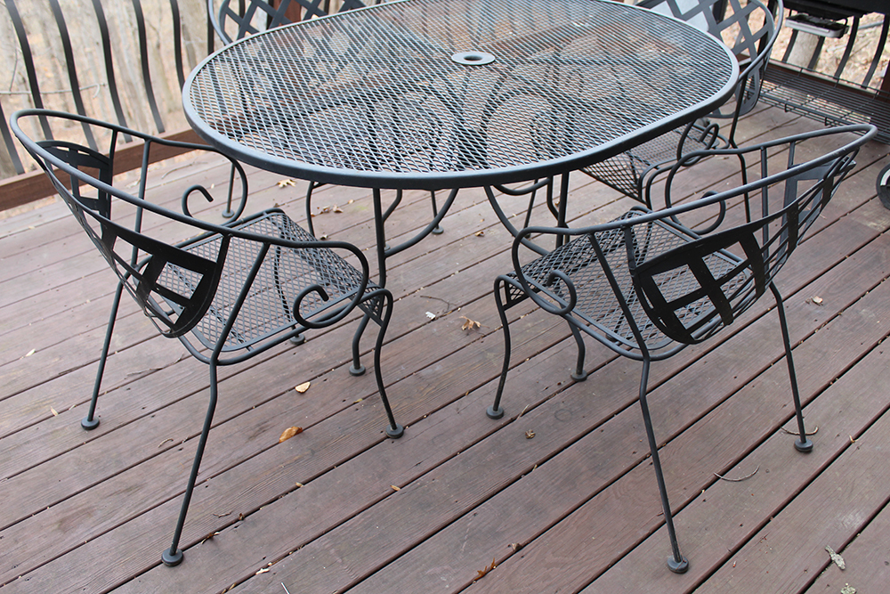 Outdoor Wrought Iron Table and Chair Set
