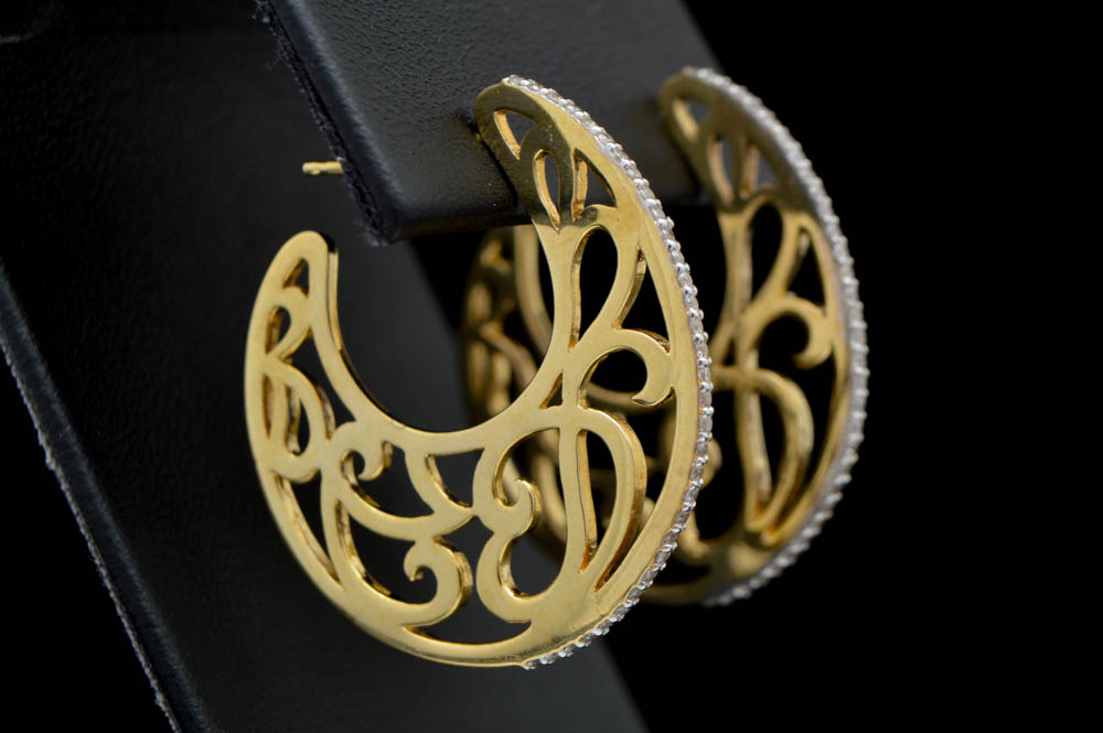 Vermeil and CZ Hoop Earrings