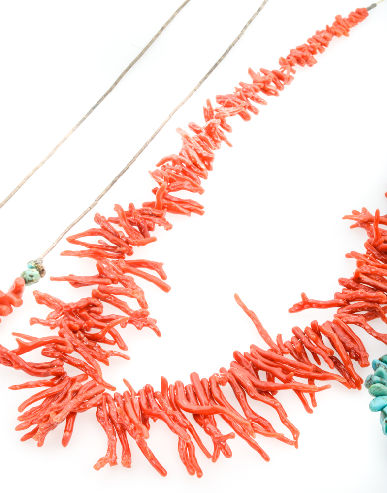 Sterling Silver Coral and Turquoise Jewelry