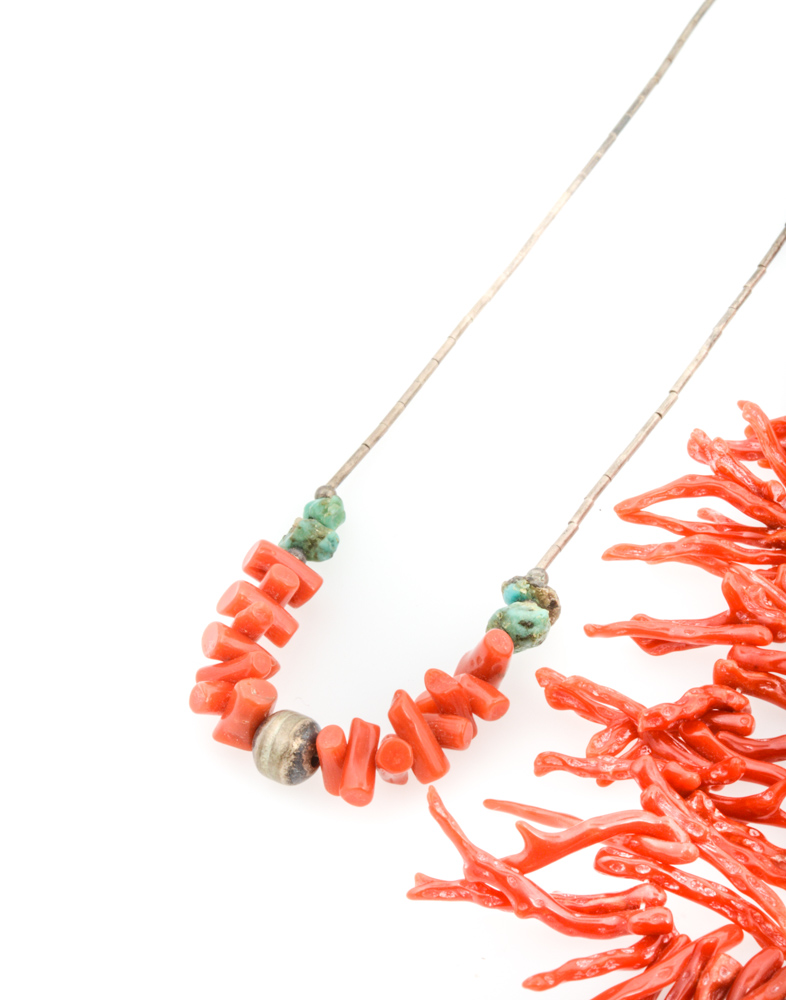 Sterling Silver Coral and Turquoise Jewelry