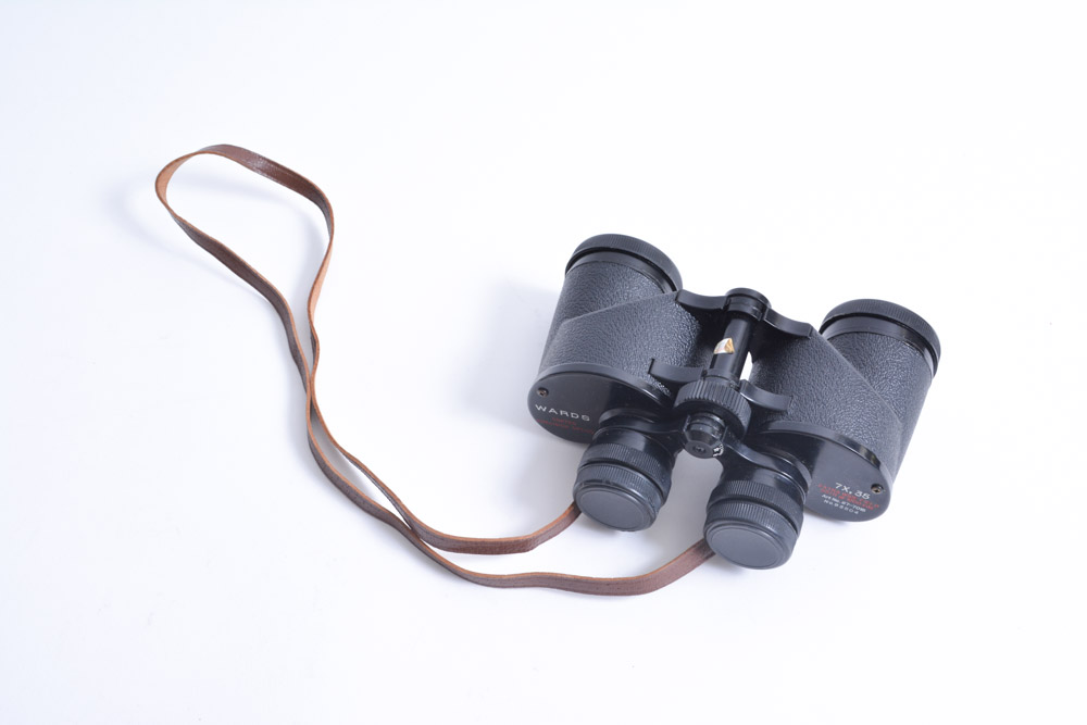 Vintage Wards Binoculars with Leather Case