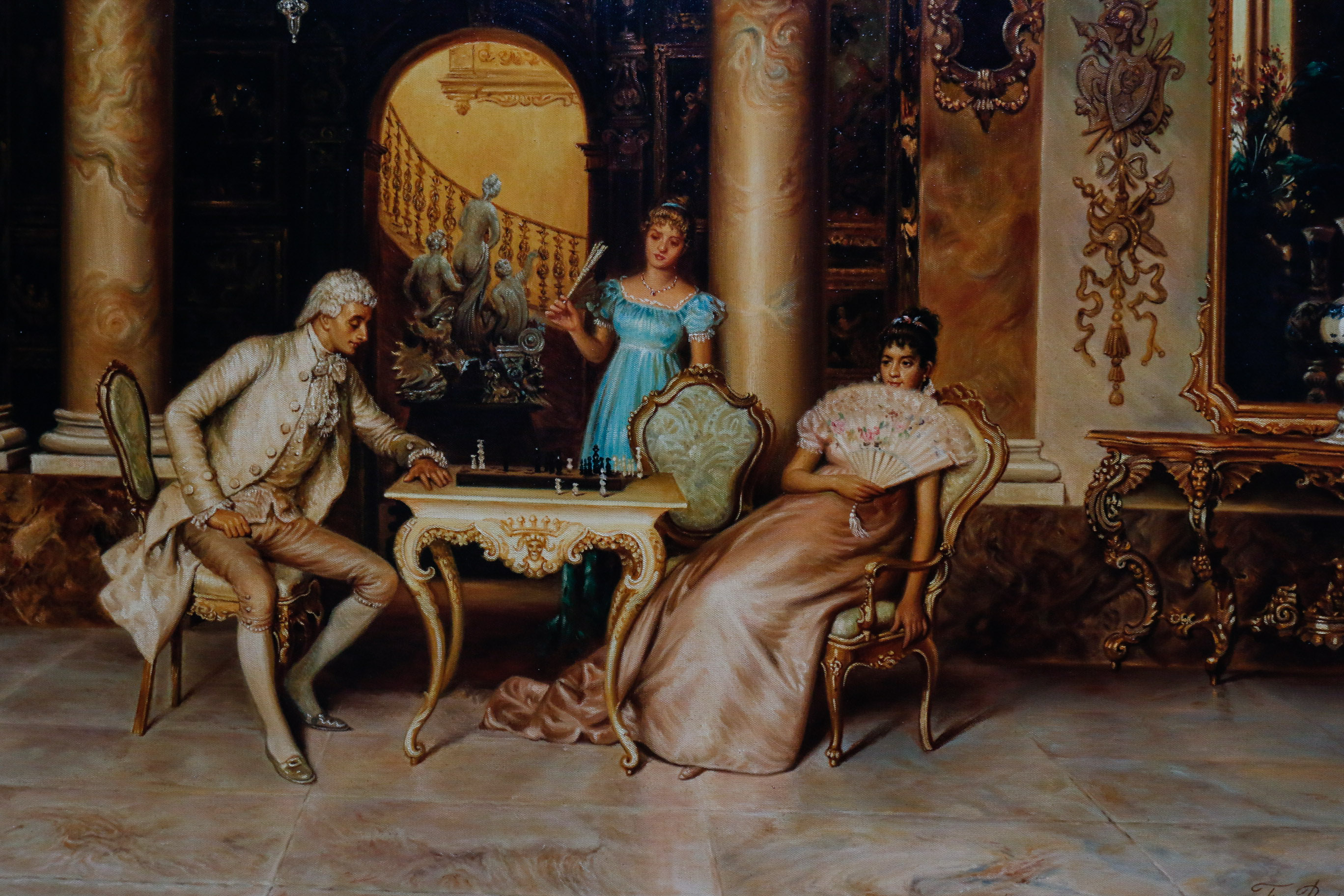 Recreation Painting After "The Checkmate" by Francesco Beda