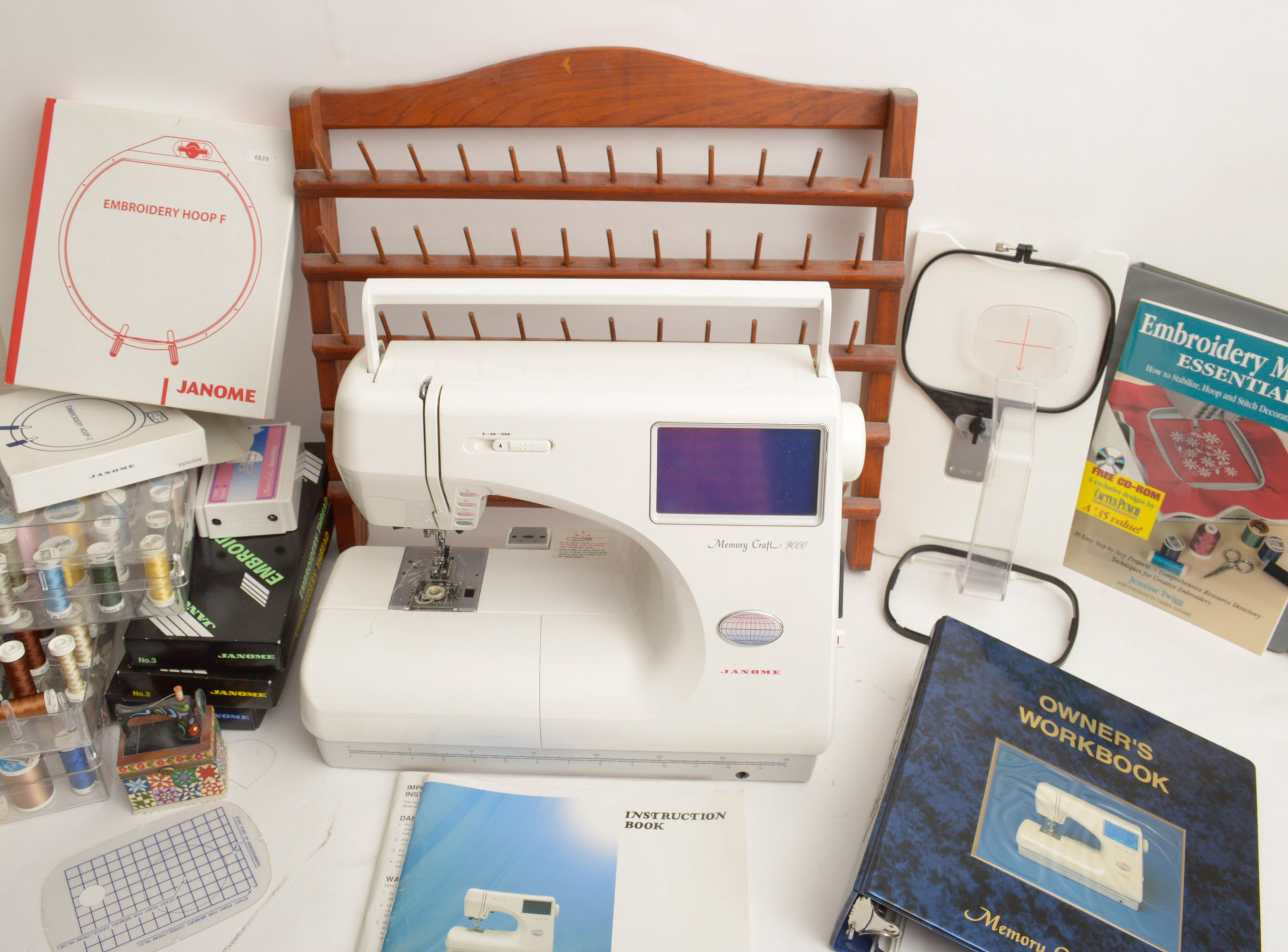 Janome Memory Craft 9000 Sewing Machine and Accessories
