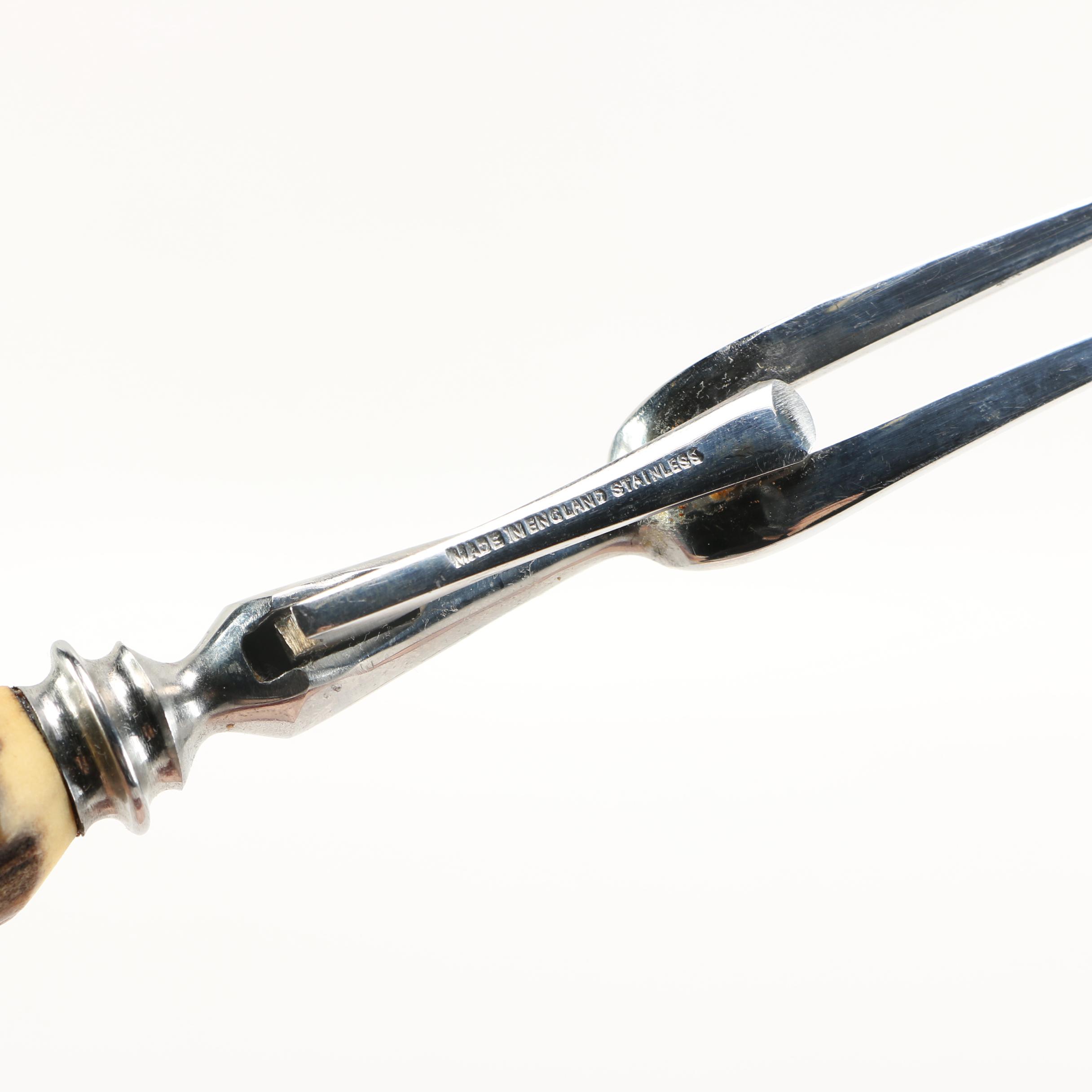 Vintage English Lewis, Rose & Co. Real Stag Horn Carving Set
