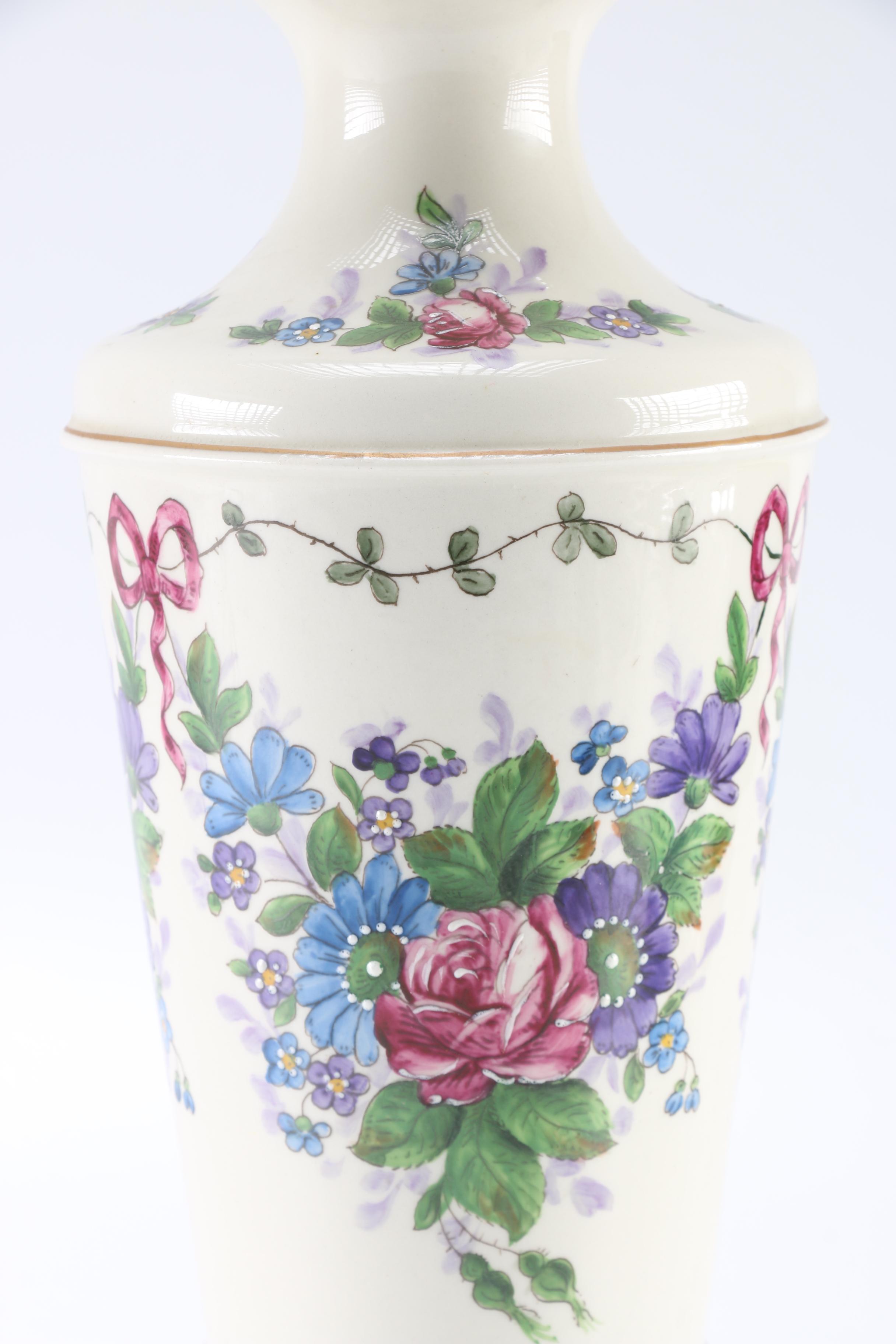 Vintage Ceramic Table Lamp with Floral Design