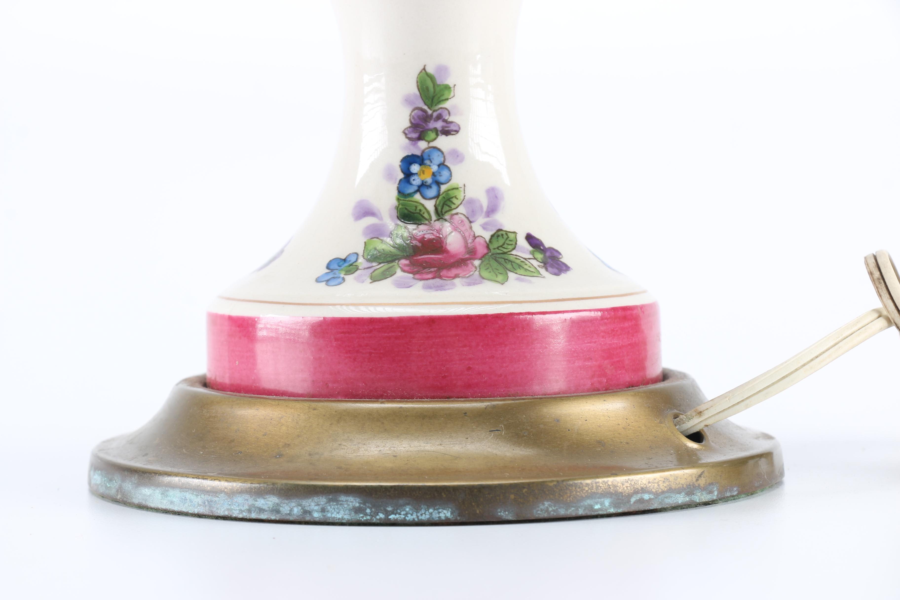 Vintage Ceramic Table Lamp with Floral Design