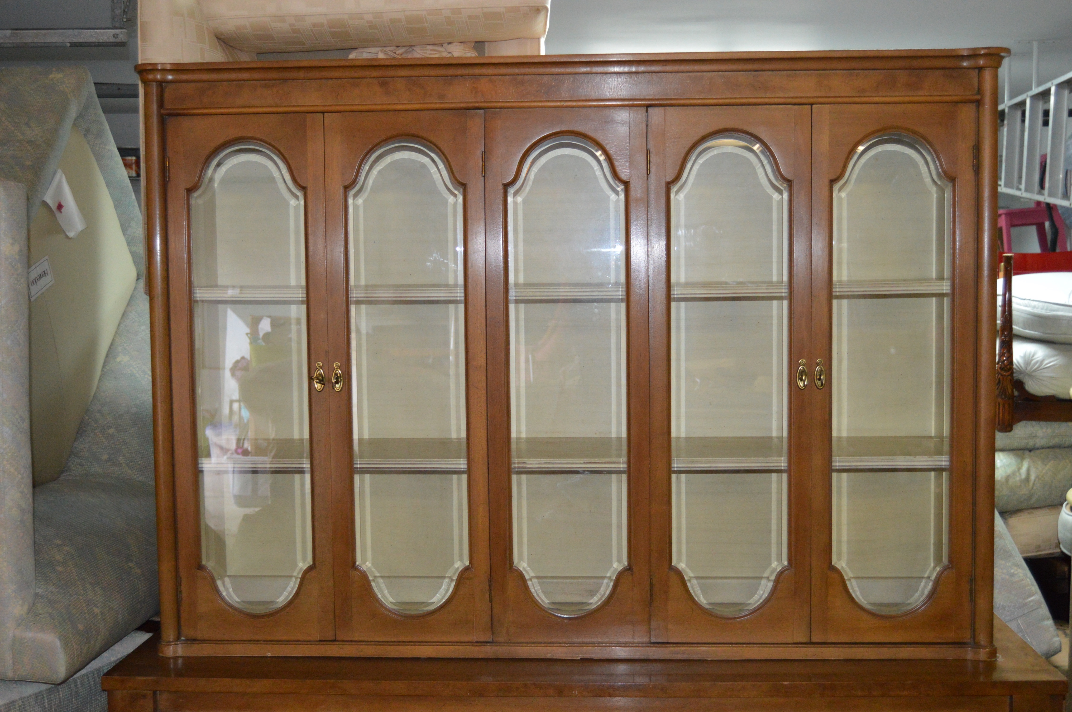 Mid-Century Wood and Glass Dining Hutch