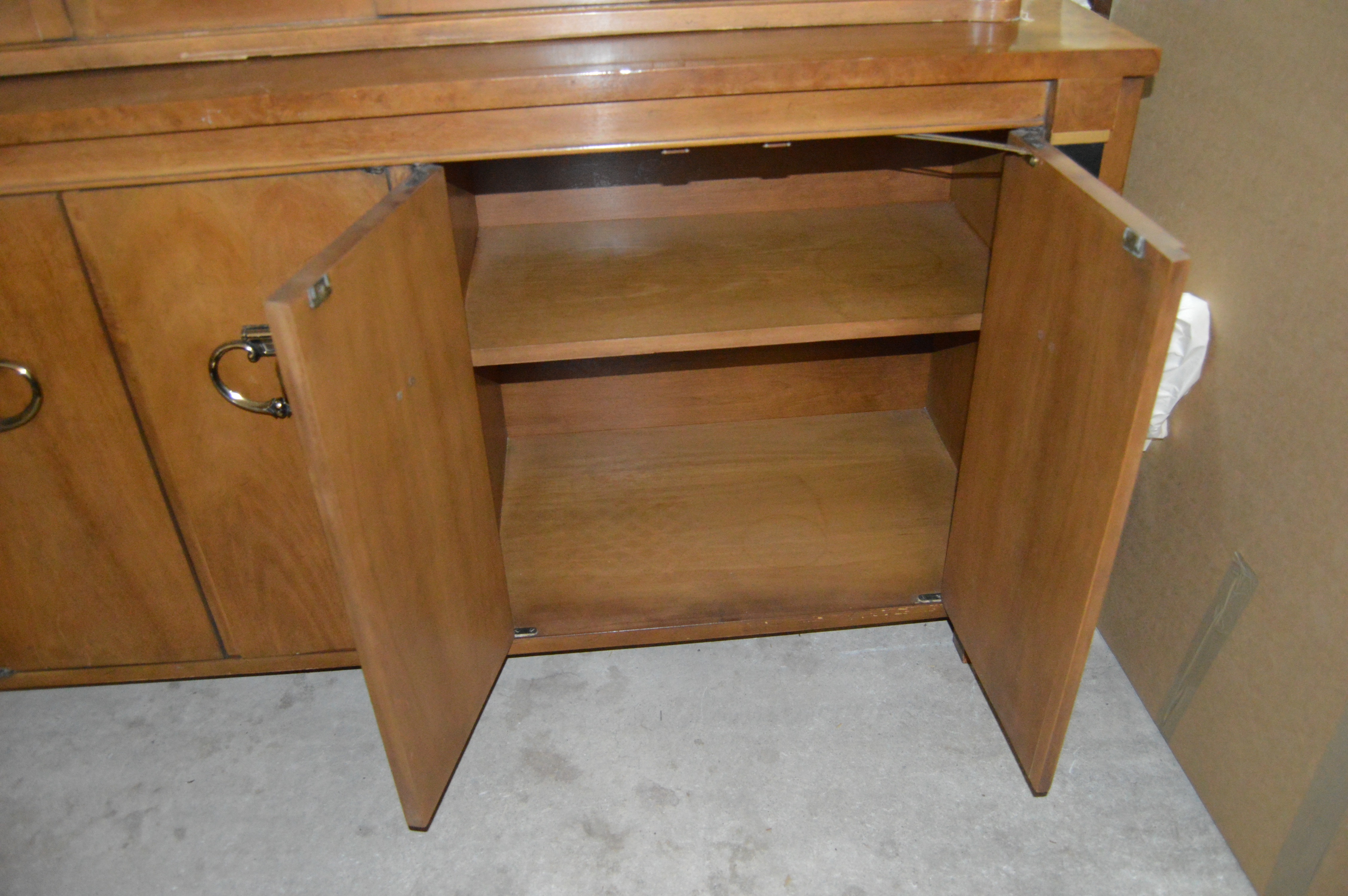 Mid-Century Wood and Glass Dining Hutch