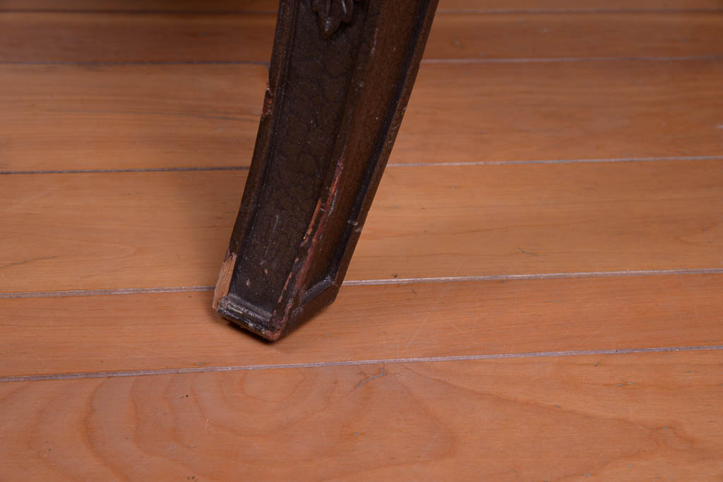 Upholstered Wood Carved Armchair with Vintage Frame