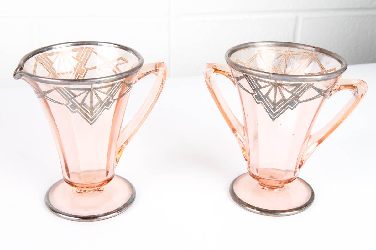 Art Deco Glassware with Sterling Silver Overlay