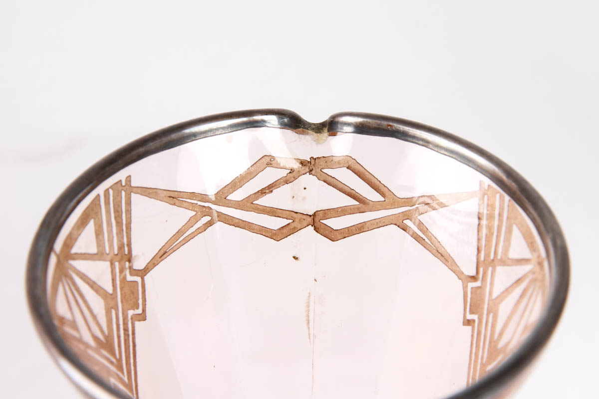 Art Deco Glassware with Sterling Silver Overlay