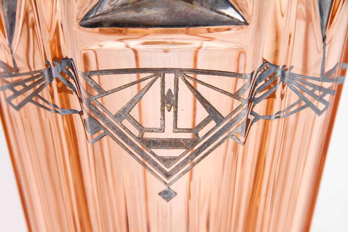 Art Deco Glassware with Sterling Silver Overlay