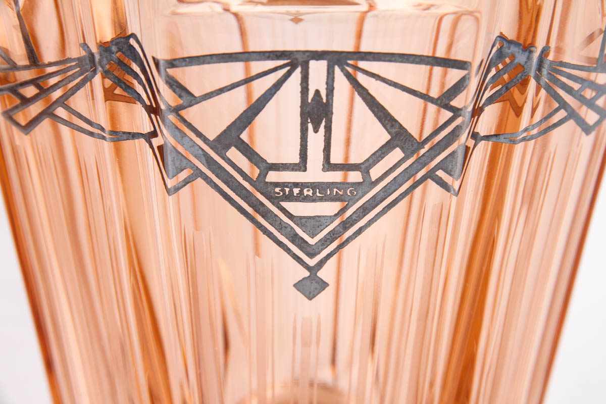 Art Deco Glassware with Sterling Silver Overlay