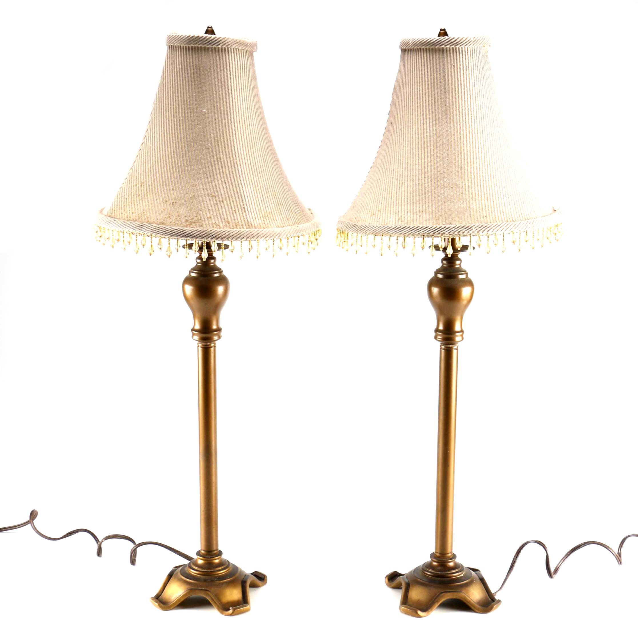 Bronze Tone Table Lamps With Collapsible Shades