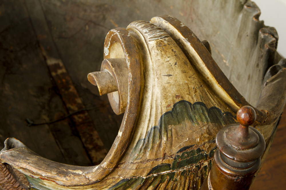 Antique French Provincial Swan Carved Cradle