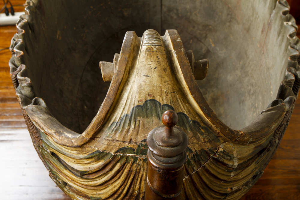 Antique French Provincial Swan Carved Cradle