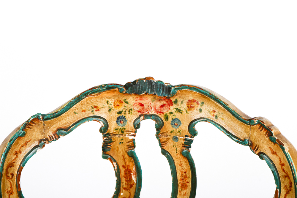 Vintage Petite Italian Rococo Style Polycrhomed Side Chair