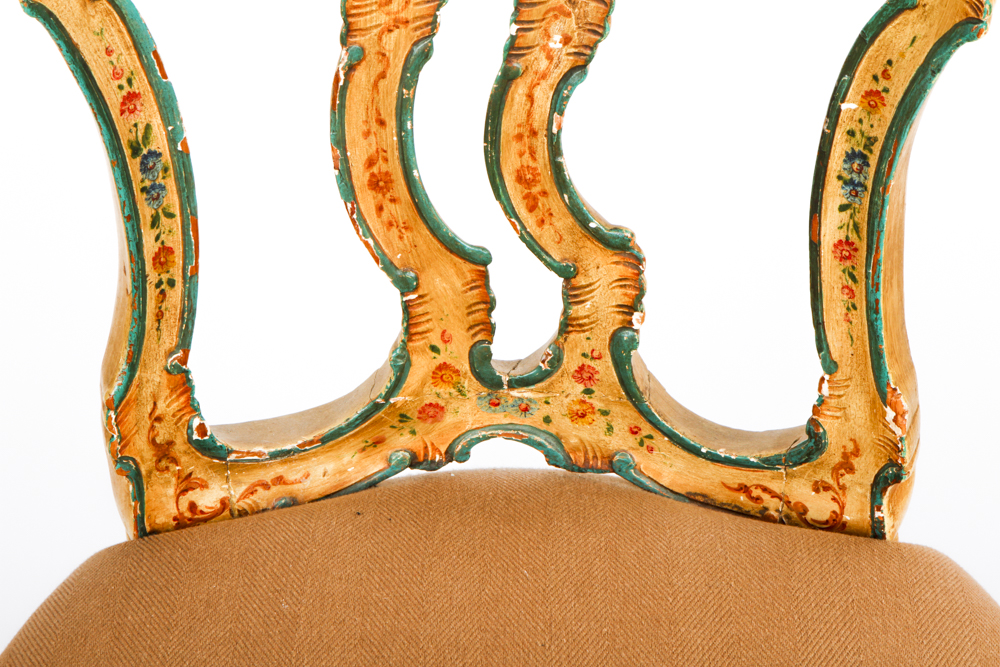 Vintage Petite Italian Rococo Style Polycrhomed Side Chair