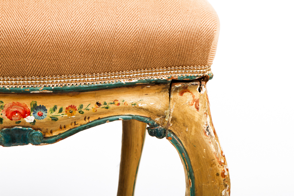 Vintage Petite Italian Rococo Style Polycrhomed Side Chair