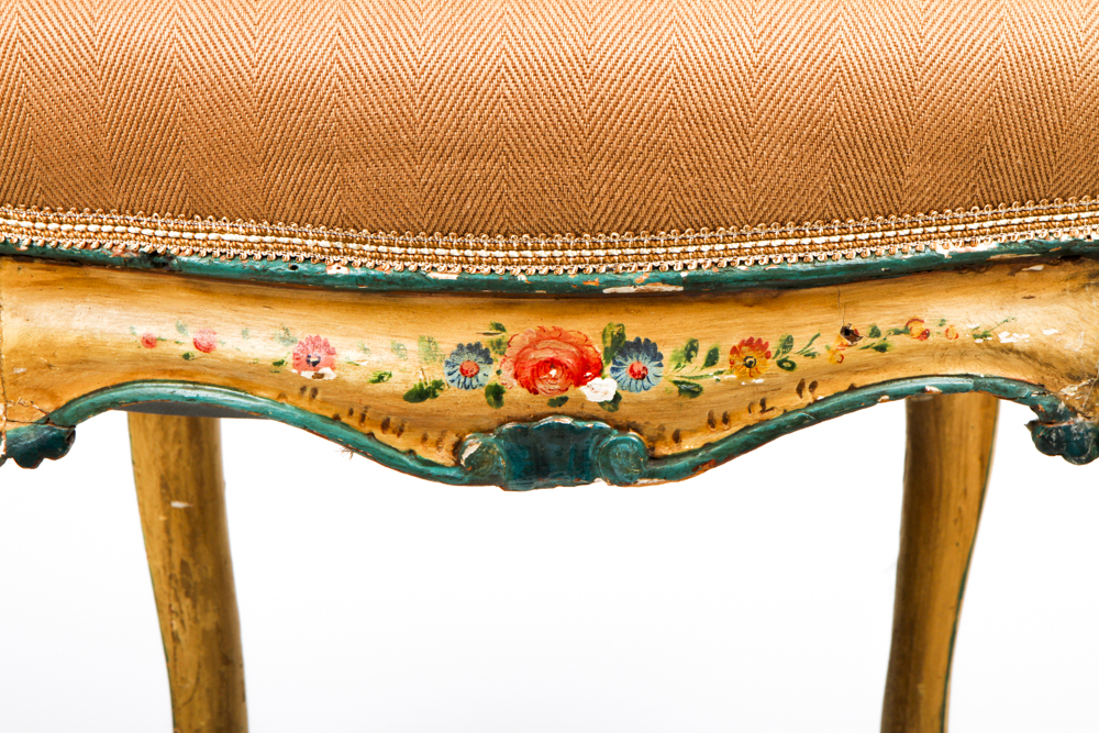 Vintage Petite Italian Rococo Style Polycrhomed Side Chair