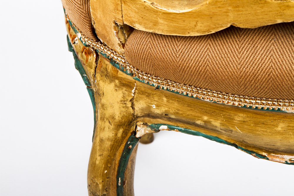 Vintage Petite Italian Rococo Style Polycrhomed Side Chair