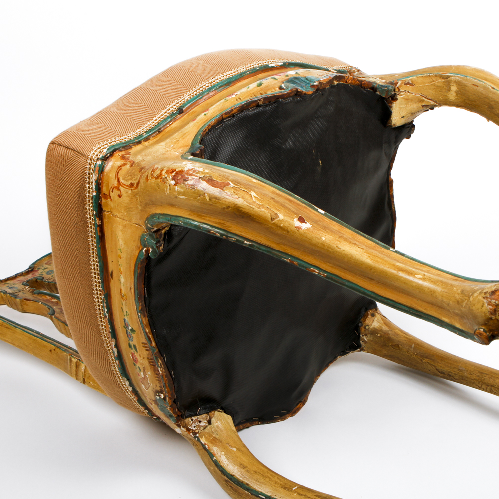 Vintage Petite Italian Rococo Style Polycrhomed Side Chair