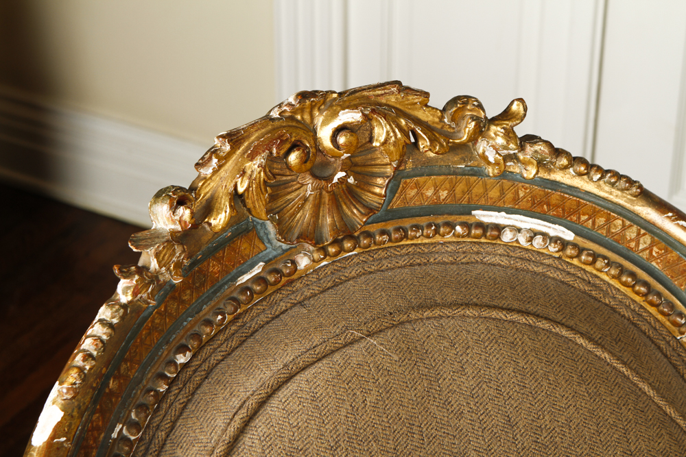 Rococo Revival Victorian Settee with Ralph Lauren Upholstery