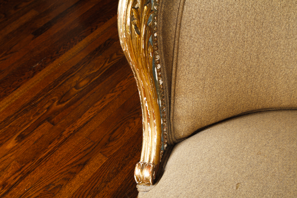 Rococo Revival Victorian Settee with Ralph Lauren Upholstery