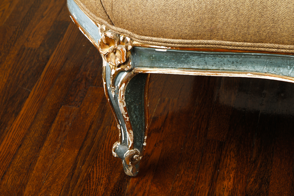 Rococo Revival Victorian Settee with Ralph Lauren Upholstery