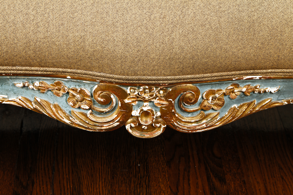 Rococo Revival Victorian Settee with Ralph Lauren Upholstery