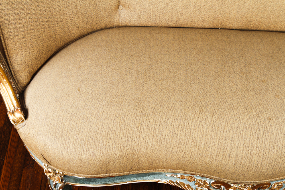 Rococo Revival Victorian Settee with Ralph Lauren Upholstery