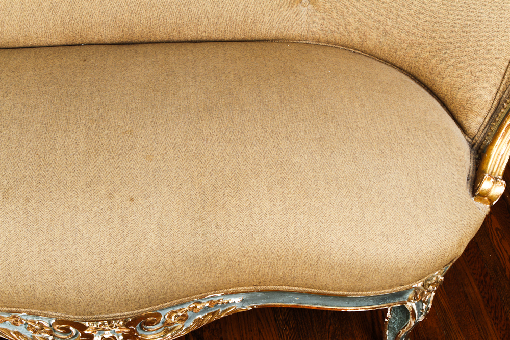 Rococo Revival Victorian Settee with Ralph Lauren Upholstery