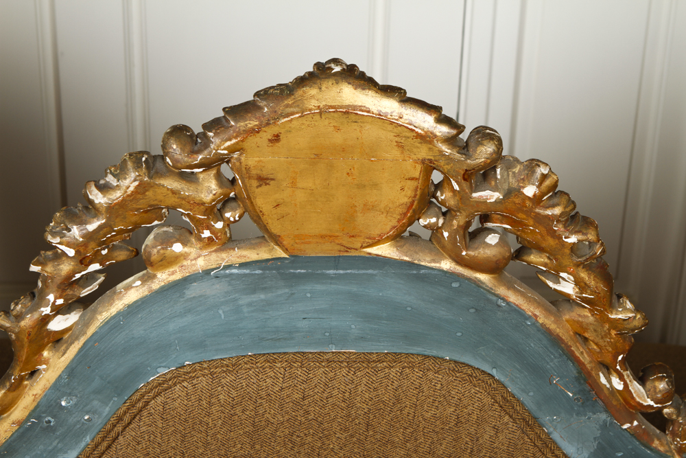 Rococo Revival Victorian Settee with Ralph Lauren Upholstery