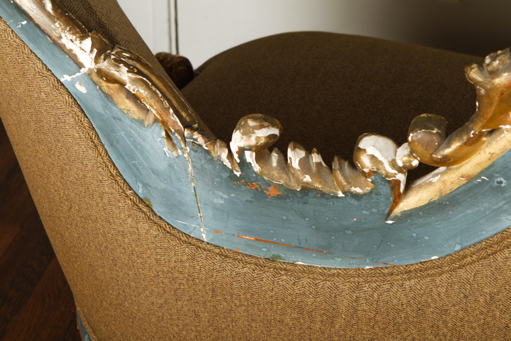 Rococo Revival Victorian Settee with Ralph Lauren Upholstery