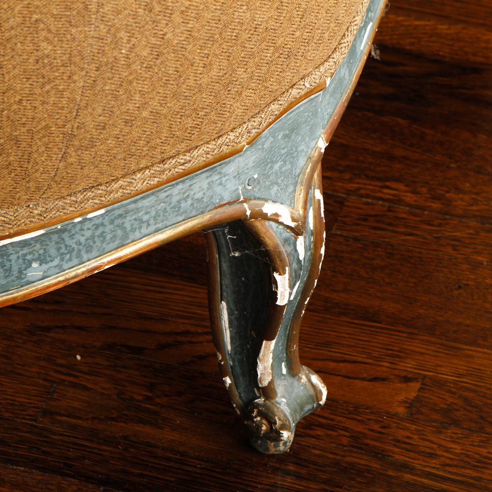 Rococo Revival Victorian Settee with Ralph Lauren Upholstery