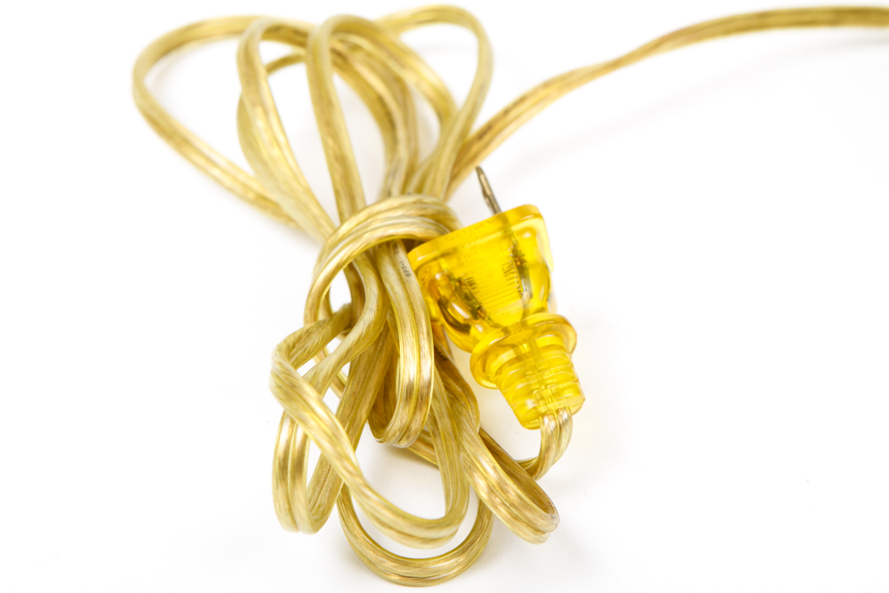 Green and Gilt Painted Bass Clef Tole Lamp